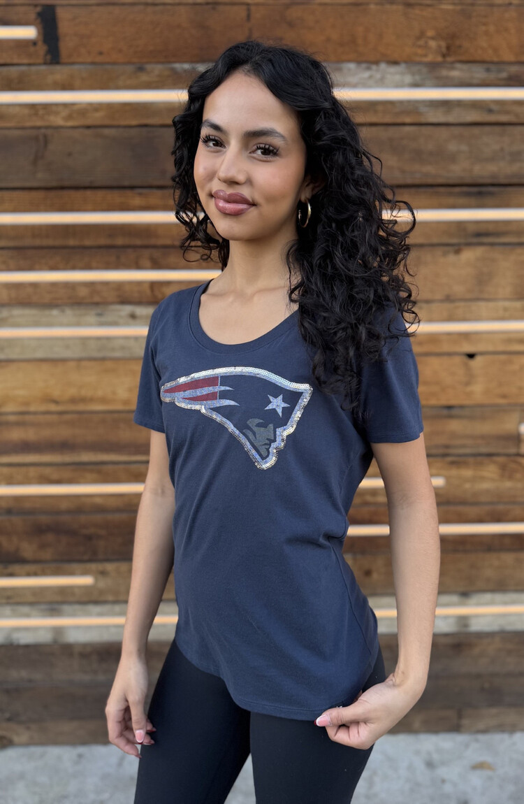 47 Brand Patriots W Lux Sequins Runback Scoop Navy
