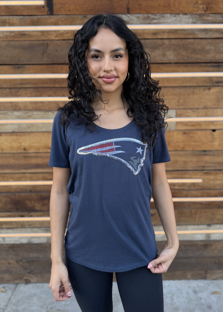 47 Brand Patriots W Lux Sequins Runback Scoop Navy