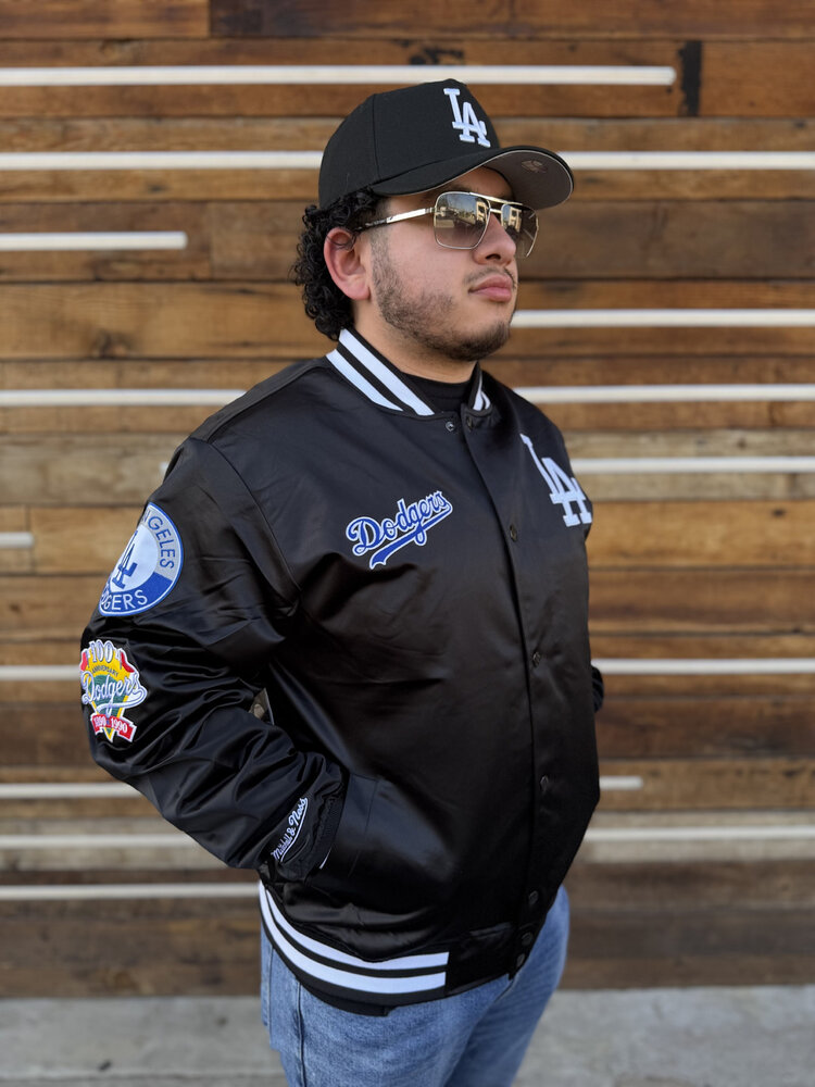 Mitchell and Ness LA Dodgers M&N Double Clutch Lightweight Satin Jacket Black