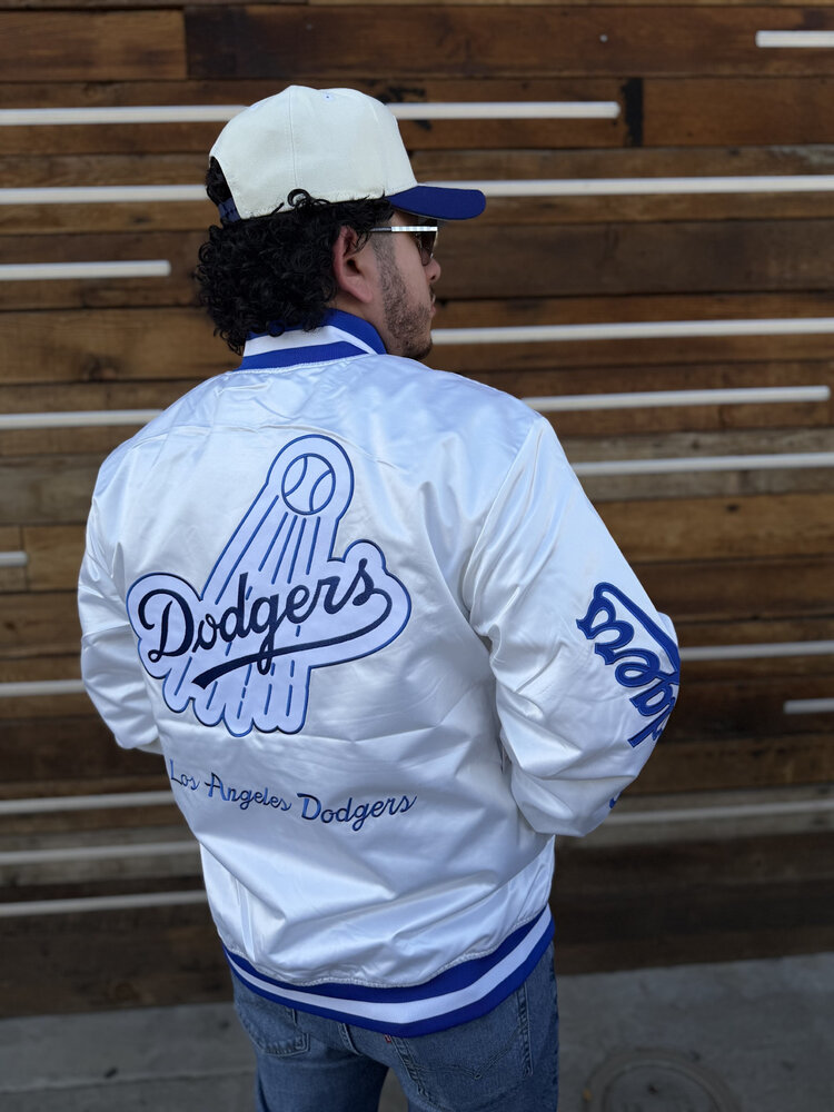 Mitchell and Ness LA Dodgers M&N Arctic White Lightweight Satin Jacket