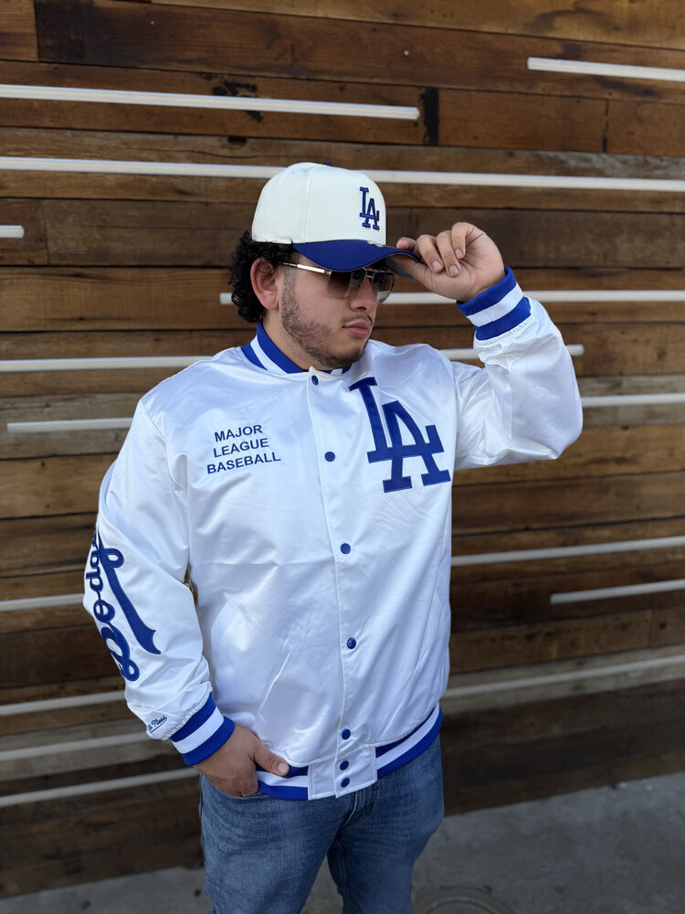 Mitchell and Ness LA Dodgers M&N Arctic White Lightweight Satin Jacket