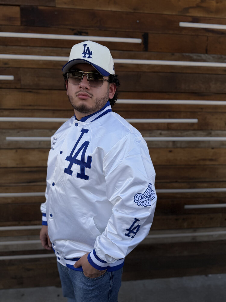 Mitchell and Ness LA Dodgers M&N Arctic White Lightweight Satin Jacket