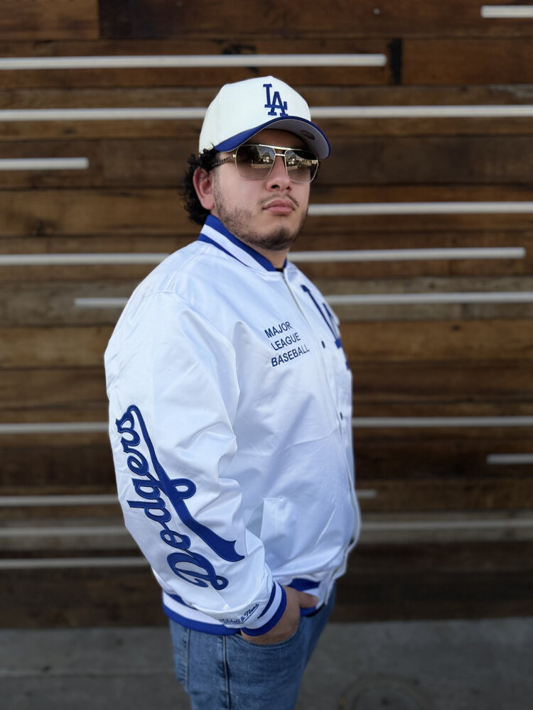 Mitchell and Ness LA Dodgers M&N Arctic White Lightweight Satin Jacket