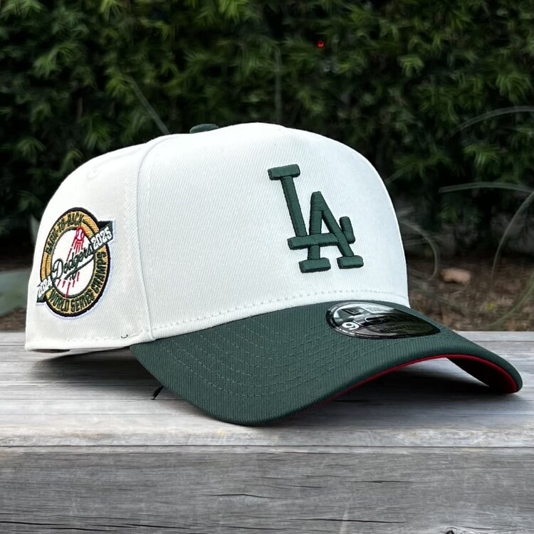 New Era LA Ivory/Dark Green Back to Back World Series Champs Circle Red UV 940 a-frame