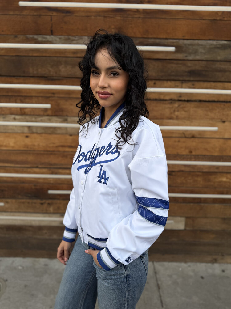 Starter LA Dodgers Women's Starter Interception White Satin Jacket