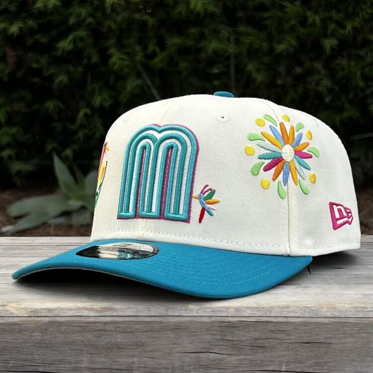 New Era Mexico Ivory/Teal Folk Art Embroidery 970SS