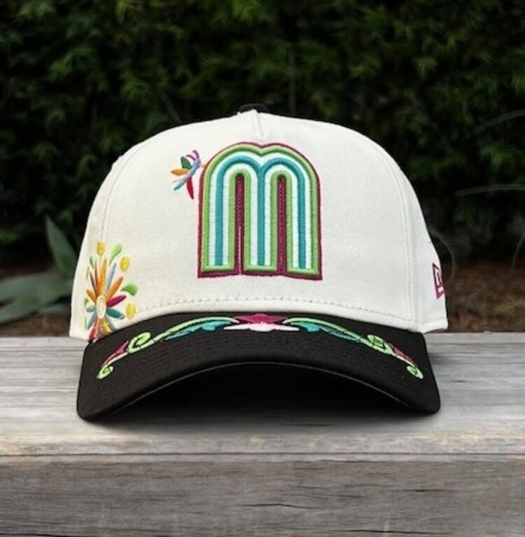 New Era Mexico Ivory/Black Folk Art Embroidery 940 A-Frame M-Crown