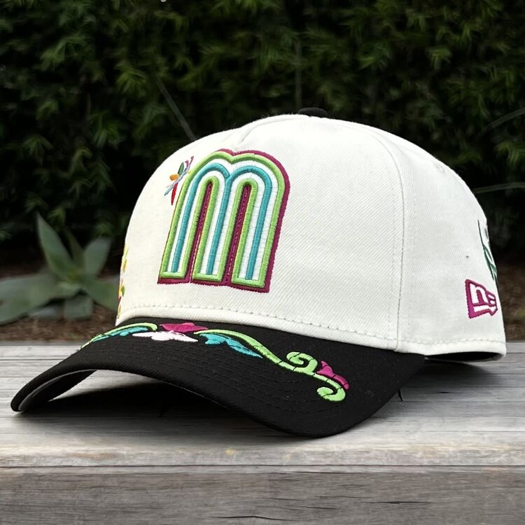 New Era Mexico Ivory/Black Folk Art Embroidery 940 A-Frame M-Crown