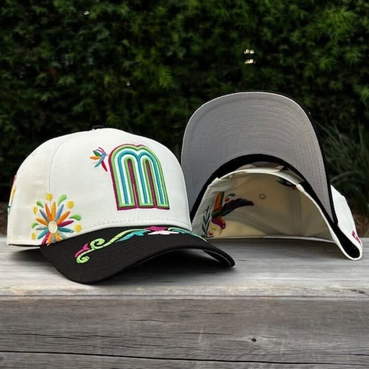 New Era Mexico Ivory/Black Folk Art Embroidery 940 A-Frame M-Crown