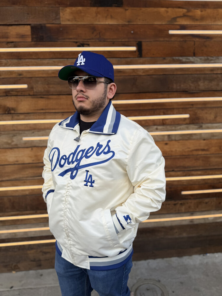 Starter LA Dodgers Men's Starter The Captain Cream Satin Jacket