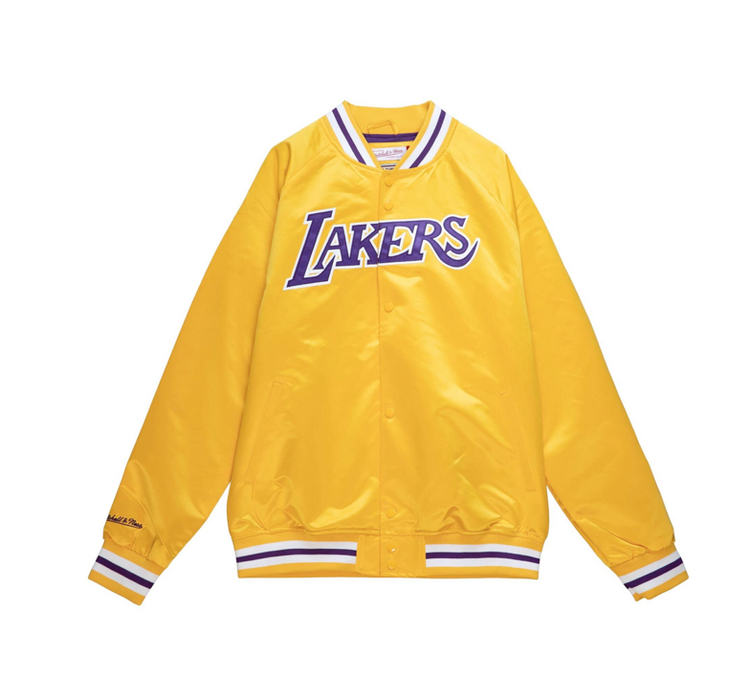 Mitchell and Ness LA Lakers M&N Lightweight Satin Jacket Yellow Gold