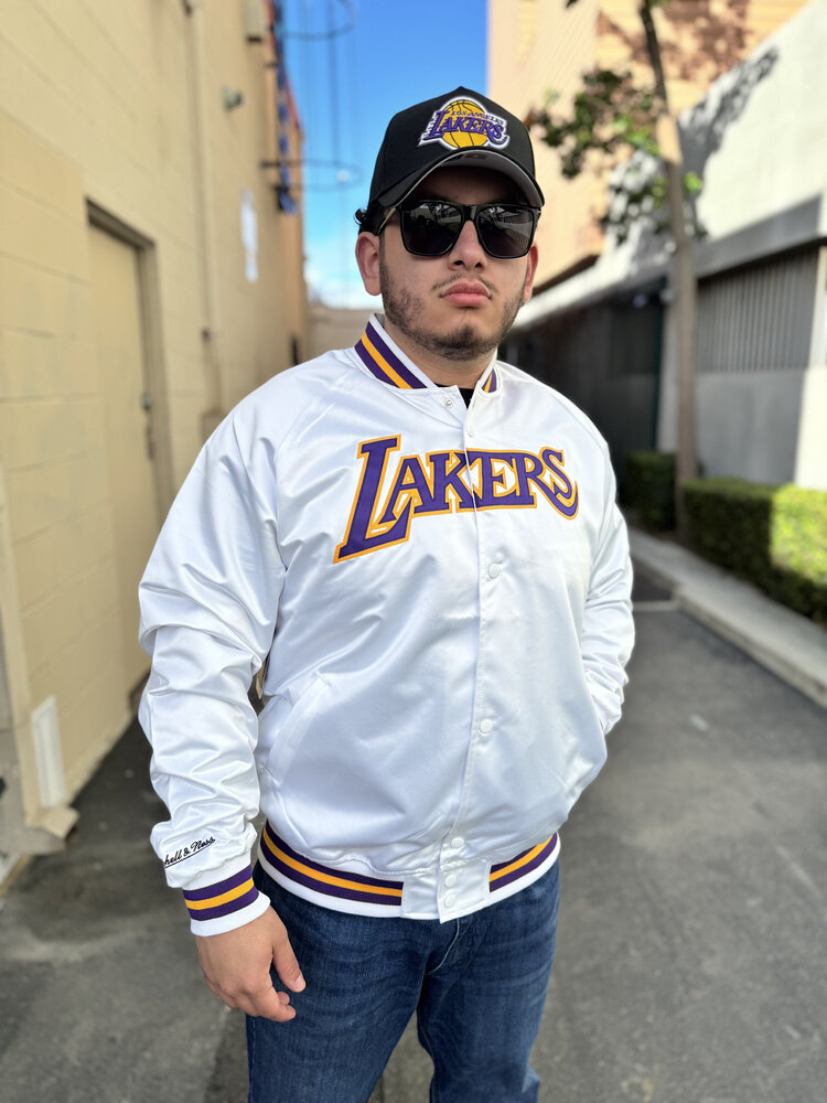 Mitchell and Ness LA Lakers M&N Lightweight Satin Jacket White