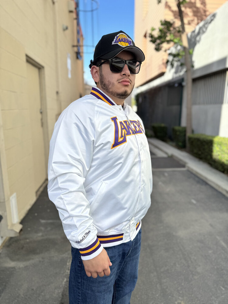 Mitchell and Ness LA Lakers M&N Lightweight Satin Jacket White