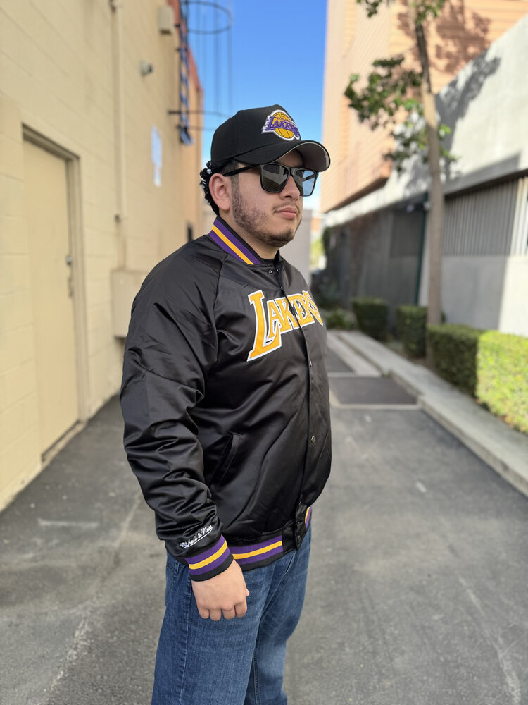 Mitchell and Ness LA Lakers M&N Lightweight Satin Jacket Black