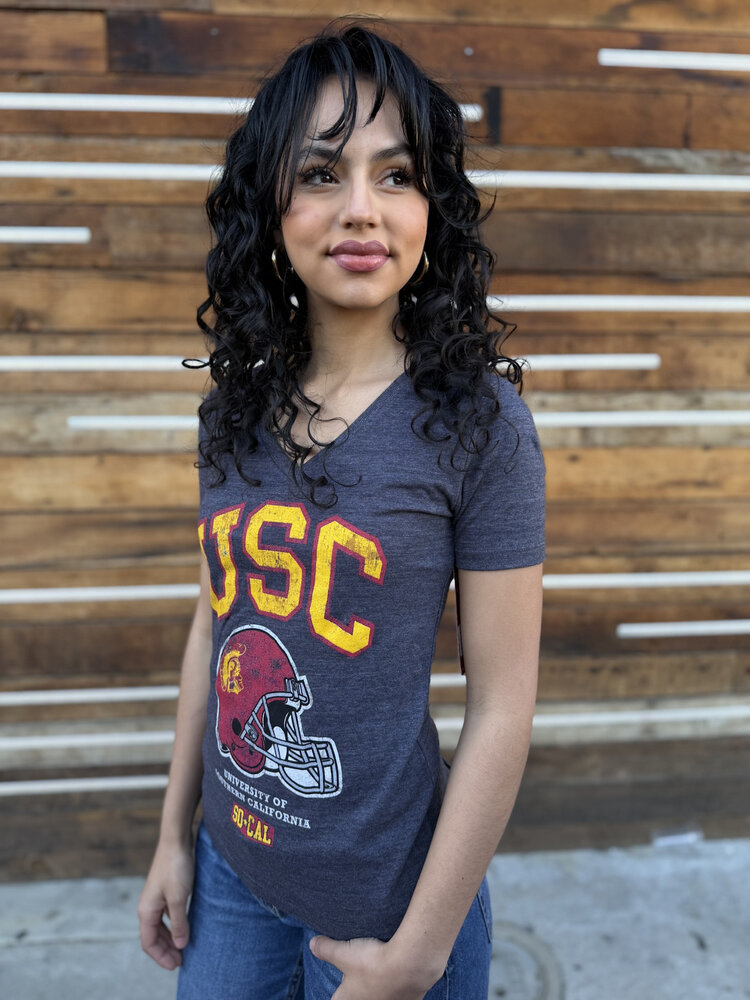 NCAA USC Trojans W V-Neck Helmet Jack Charcoal