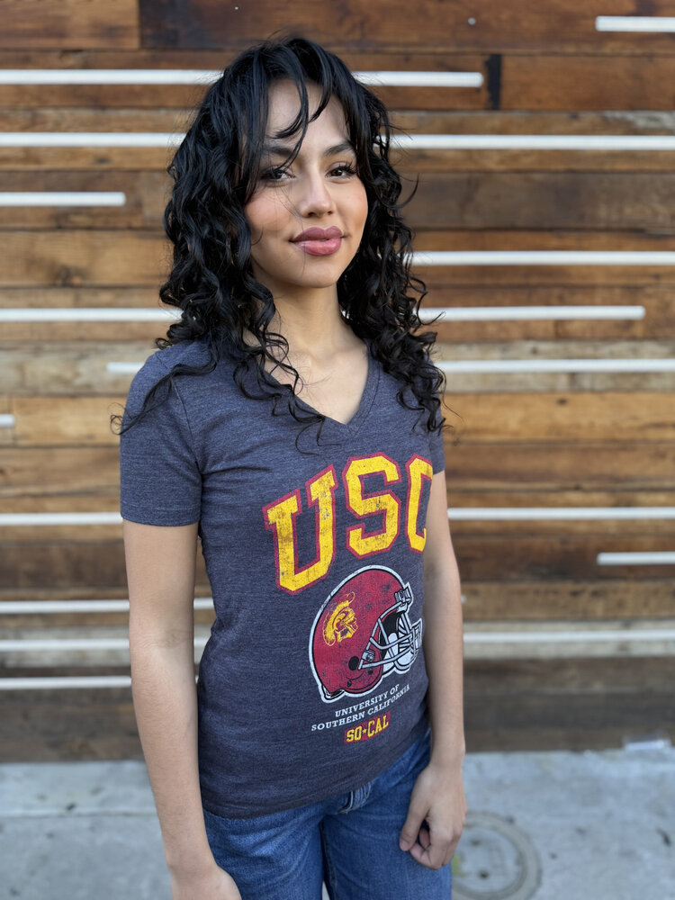 NCAA USC Trojans W V-Neck Helmet Jack Charcoal
