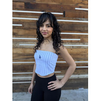 47 Brand LA Dodgers Women's 47 White Micro Embroidery Striped Bandana Tube Top