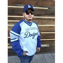 G-III LA Dodgers Men's Infield Play White V-Neck Pullover Jacket