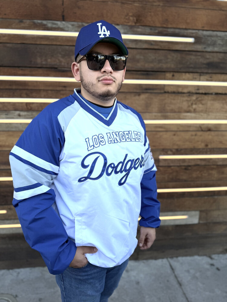 Starter LA Dodgers Men's Starter Infield Play White V-Neck Pullover Jacket