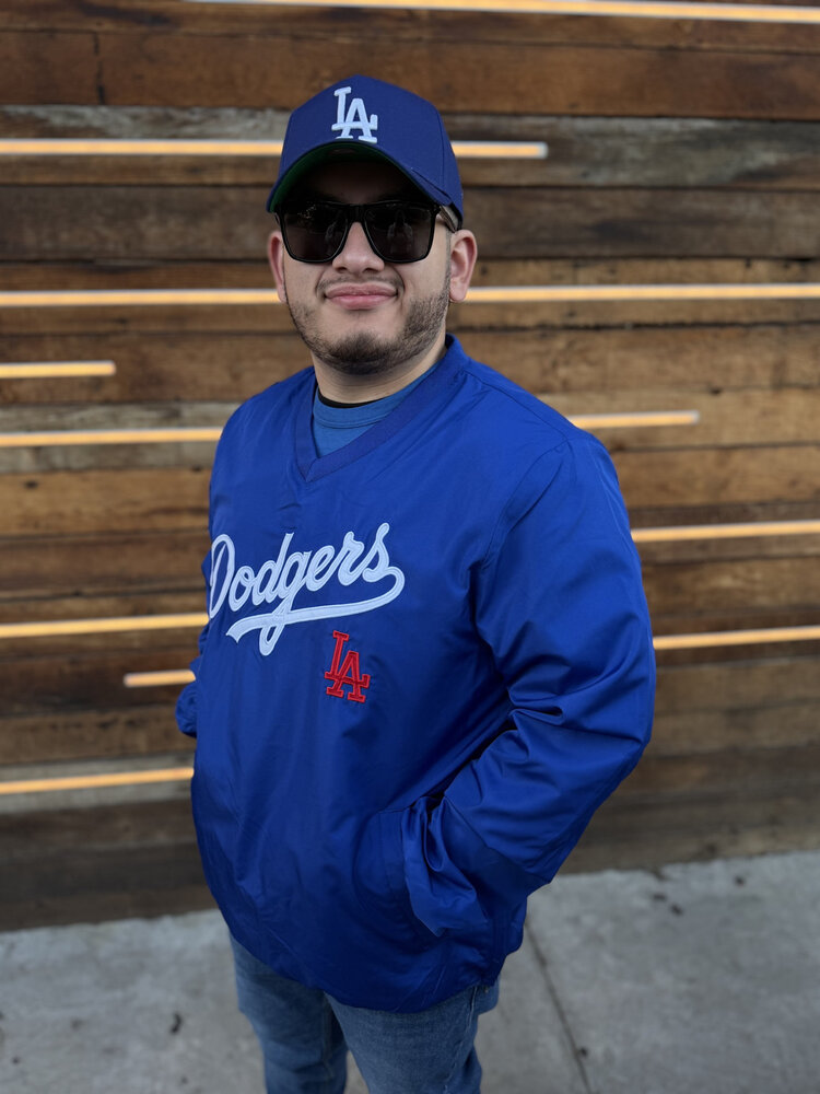 G-III LA Dodgers Men's Crossover Royal V-Neck Pullover Jacket