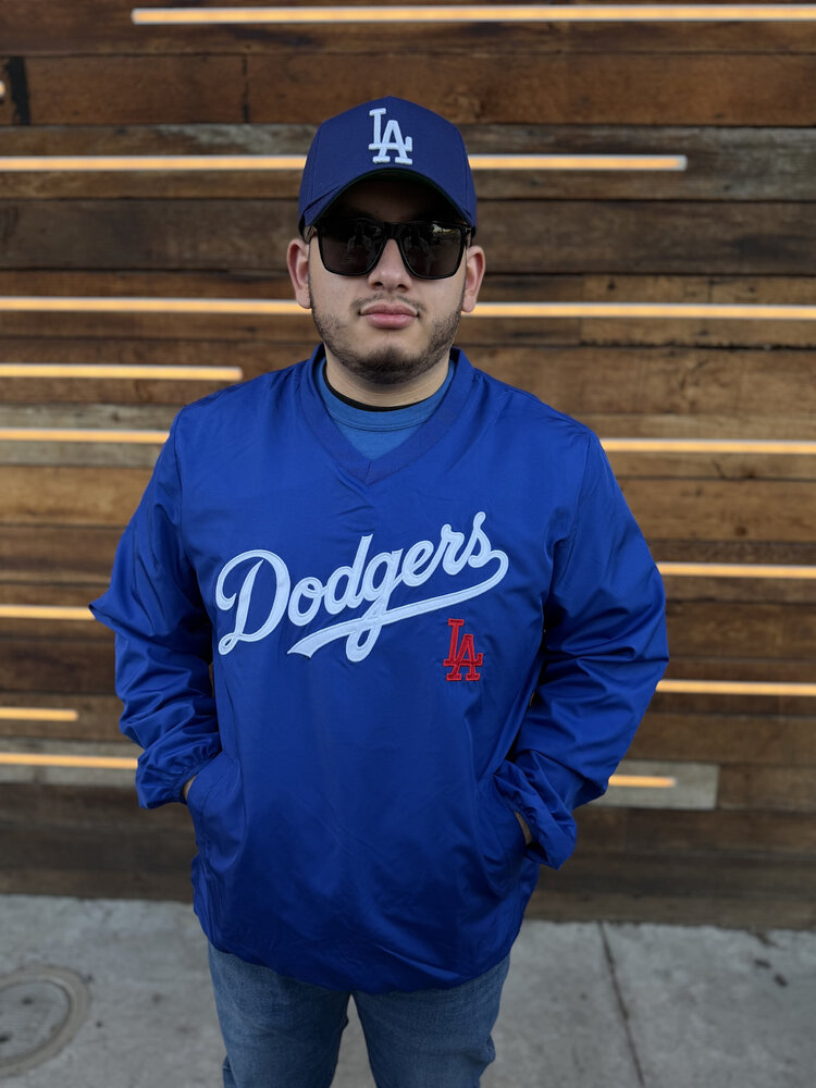 G-III LA Dodgers Men's Crossover Royal V-Neck Pullover Jacket