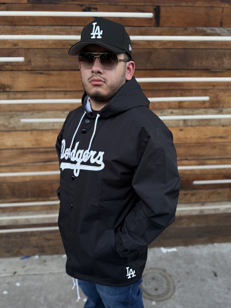 Mitchell and Ness LA Dodgers M&N Hooded Coaches Jacket Black