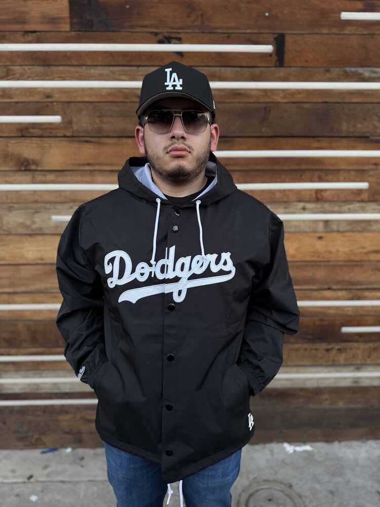 Mitchell and Ness LA Dodgers M&N Hooded Coaches Jacket Black