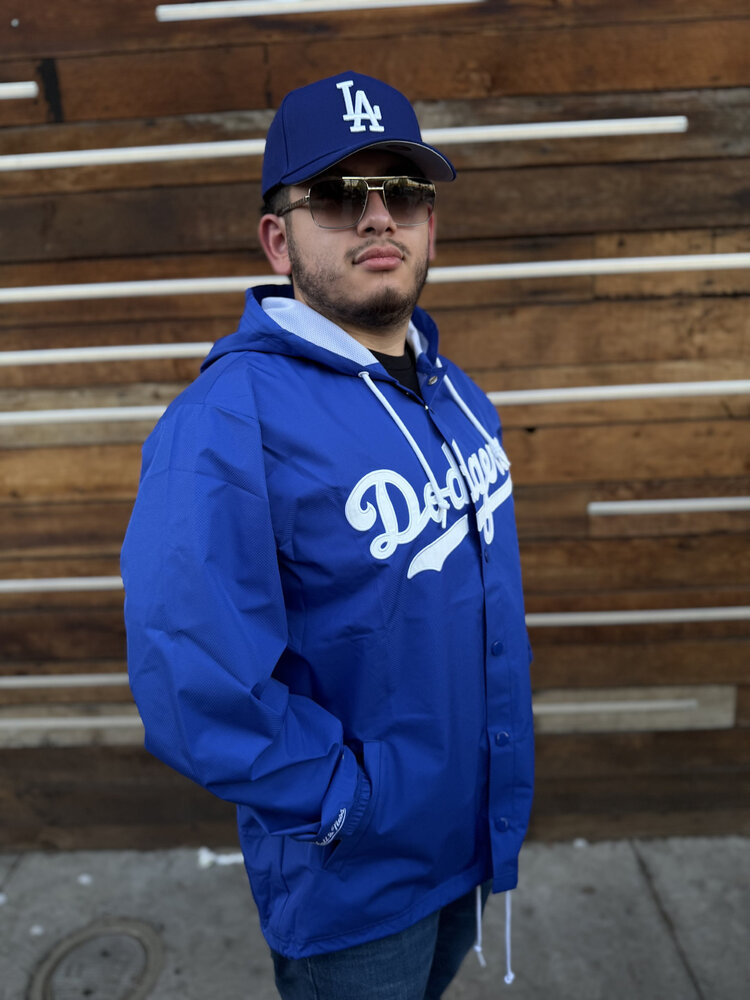 Mitchell and Ness LA Dodgers M&N Hooded Coaches Jacket Royal
