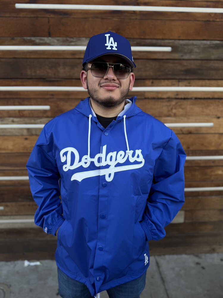 Mitchell and Ness LA Dodgers M&N Hooded Coaches Jacket Royal