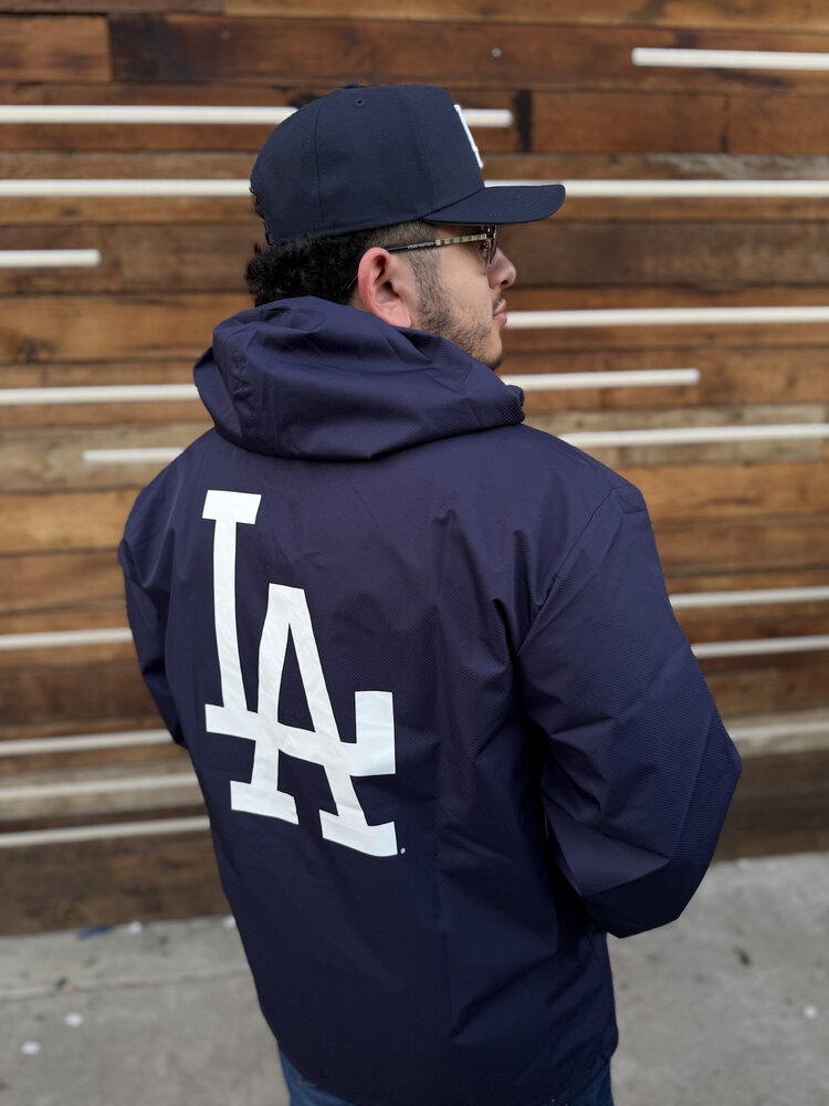 Mitchell and Ness LA Dodgers M&N Hooded Coaches Jacket Navy