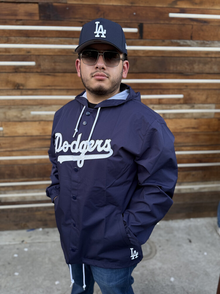 Mitchell and Ness LA Dodgers M&N Hooded Coaches Jacket Navy