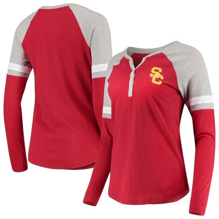 USC Trojans W Nilly Button V-Neck