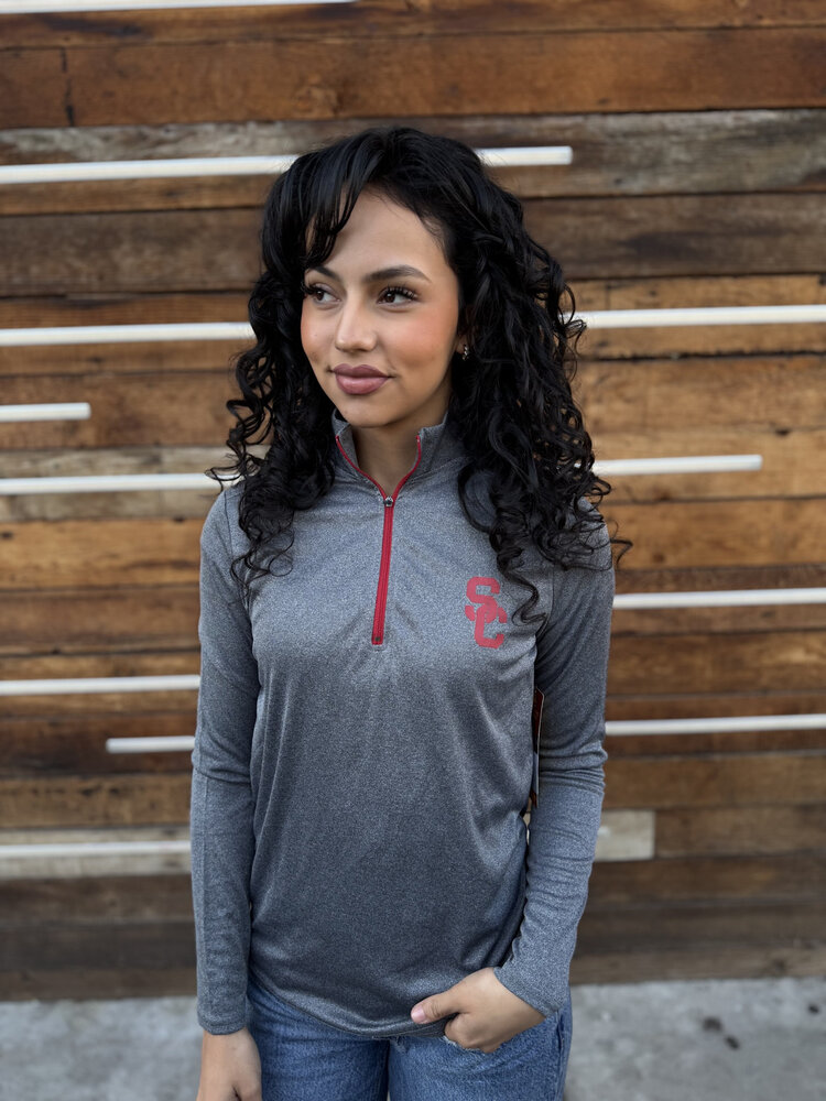 NCAA USC Trojans W Rockland 1/2 Zip Charcoal