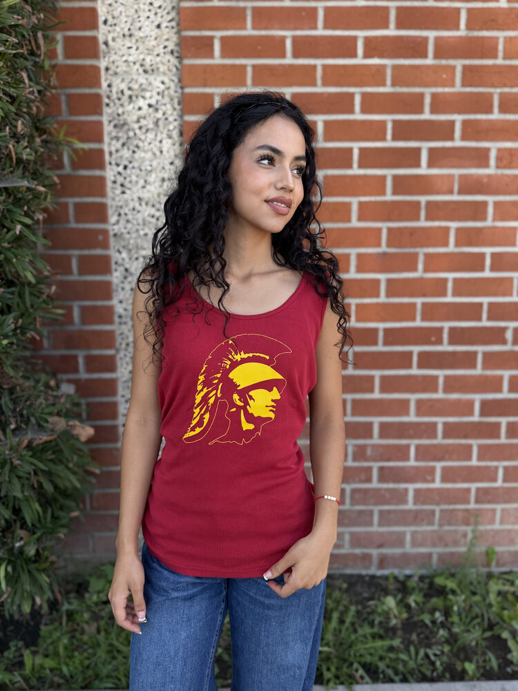 USC Trojans Women's Ribbed Cardinal Spirit Tank