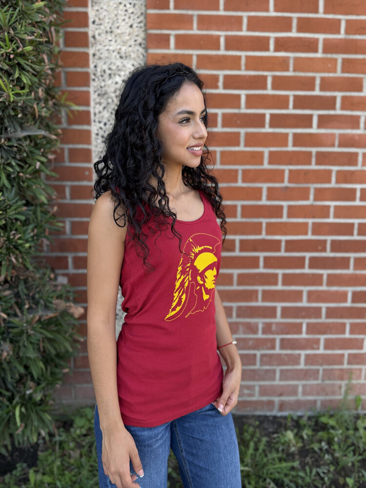 USC Trojans Women's Ribbed Cardinal Spirit Tank