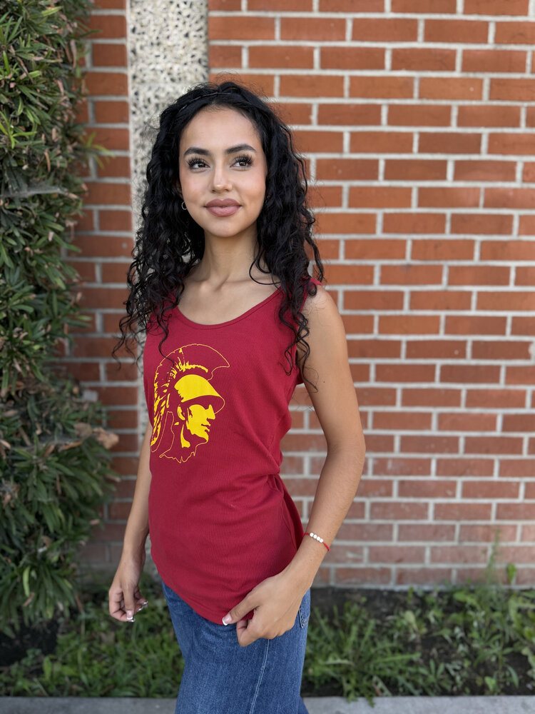 USC Trojans Women's Ribbed Cardinal Spirit Tank