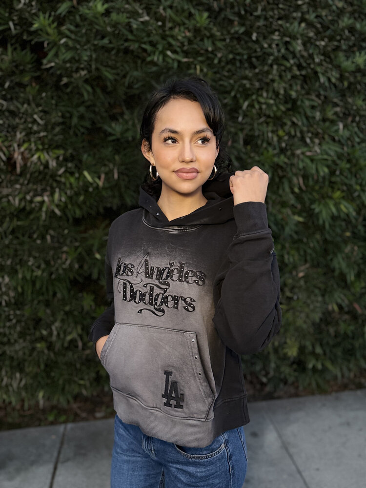 New Era LA Dodgers NE Women's Faded Acid Black Pullover Hoodie