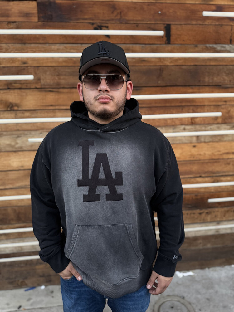New Era LA Dodgers NE Men's Faded Acid Black Pullover Hoodie