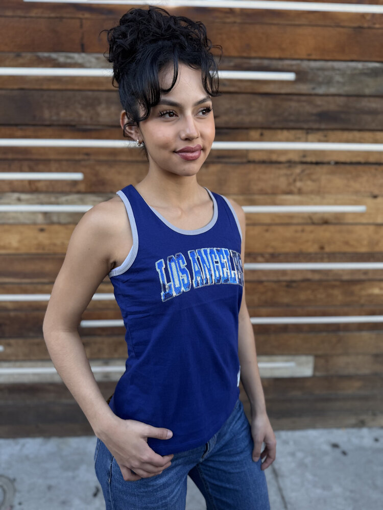 New Era LA Dodgers NE Women's Royal Glitter Tank Top