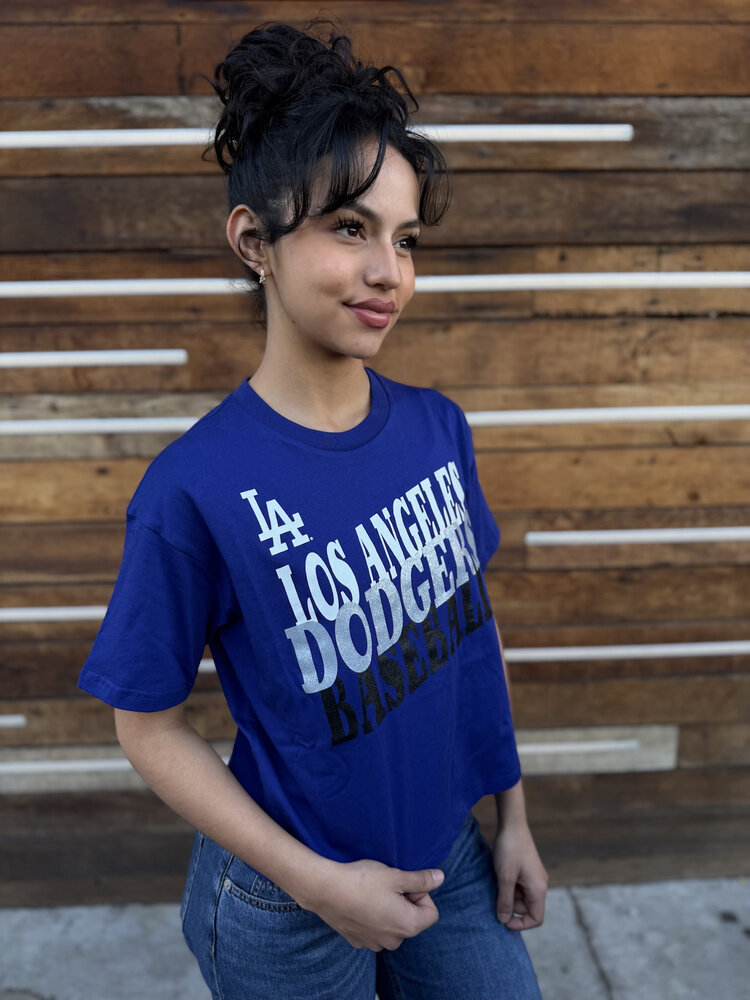 New Era LA Dodgers NE Women's Royal Subtle Glitter Crop Top