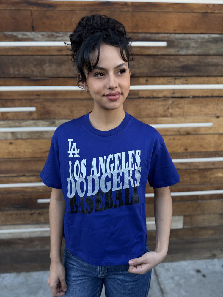 New Era LA Dodgers NE Women's Royal Subtle Glitter Crop Top
