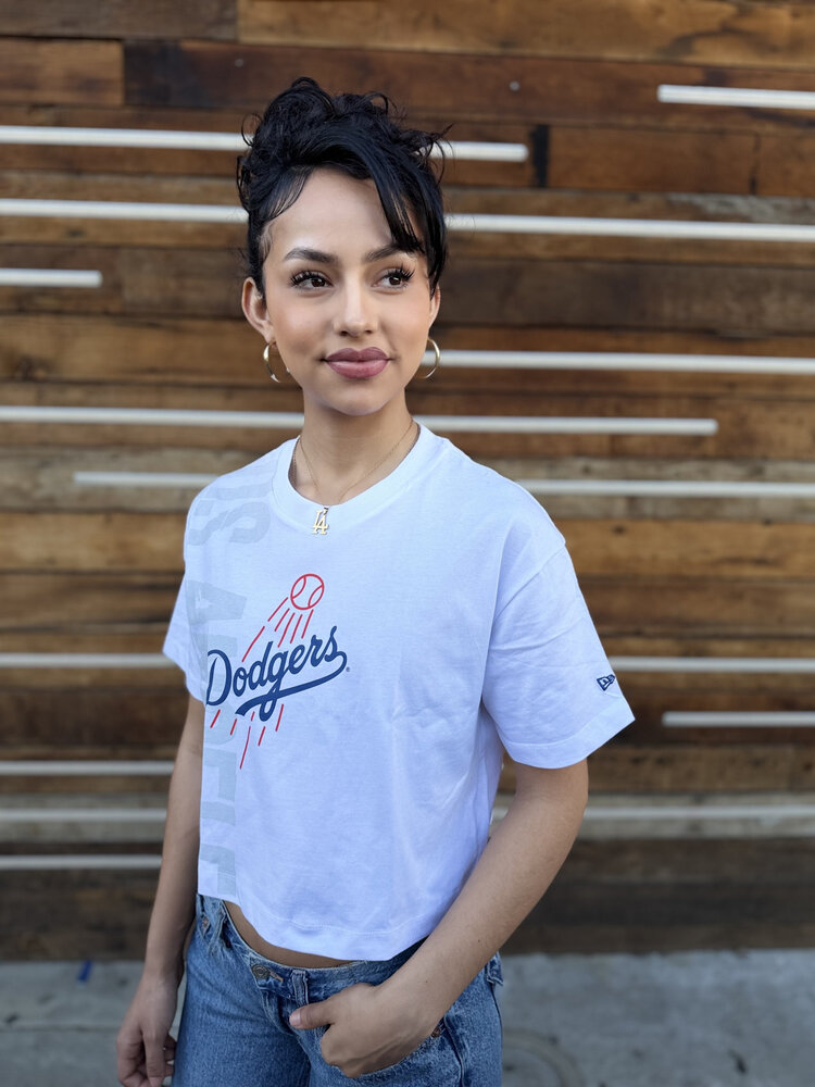 New Era LA Dodgers NE Women's White Shooting Ball Crop Top