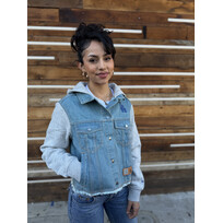 New Era LA Dodgers Women's NE Game Day Hooded Denim Snapfront Jacket