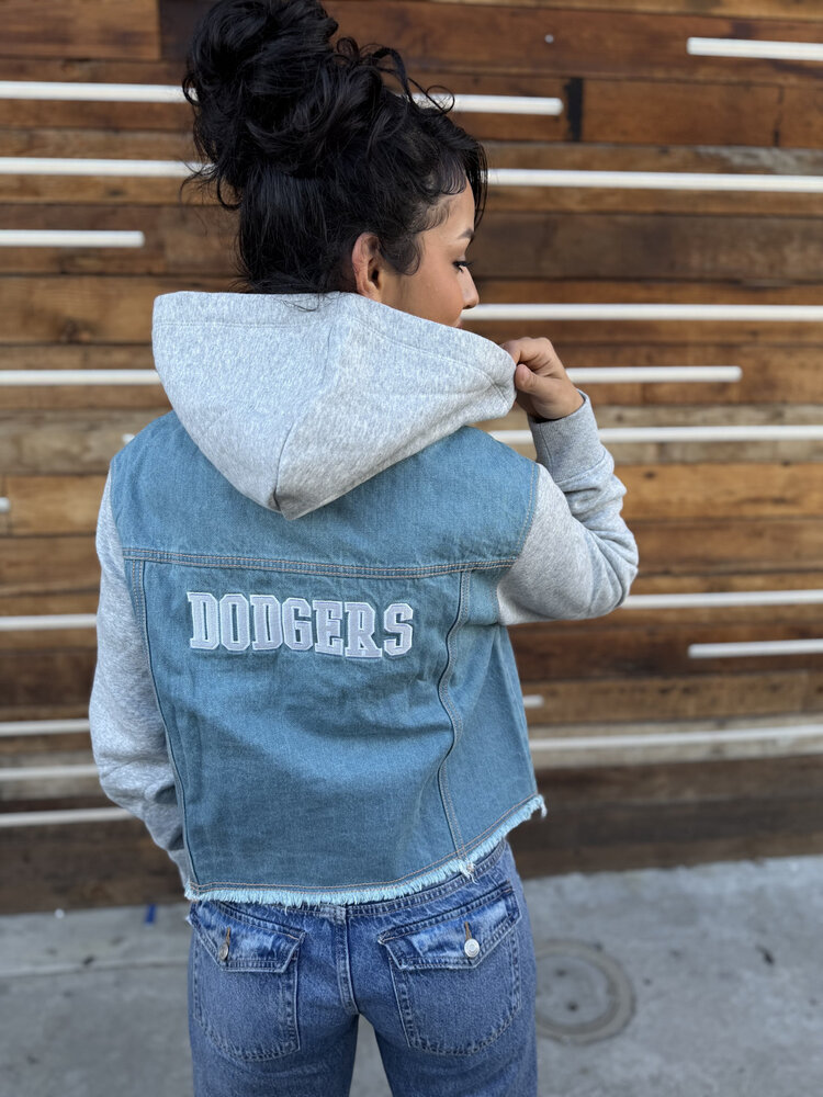 New Era LA Dodgers Women's NE Game Day Hooded Denim Snapfront Jacket