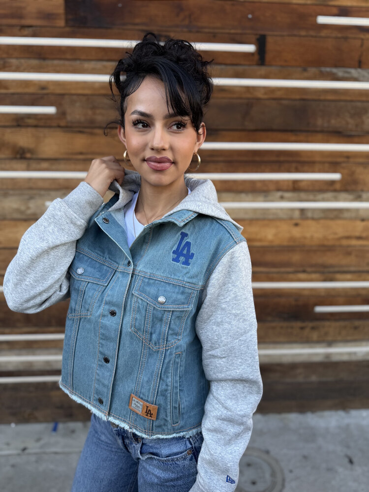 New Era LA Dodgers Women's NE Game Day Hooded Denim Snapfront Jacket