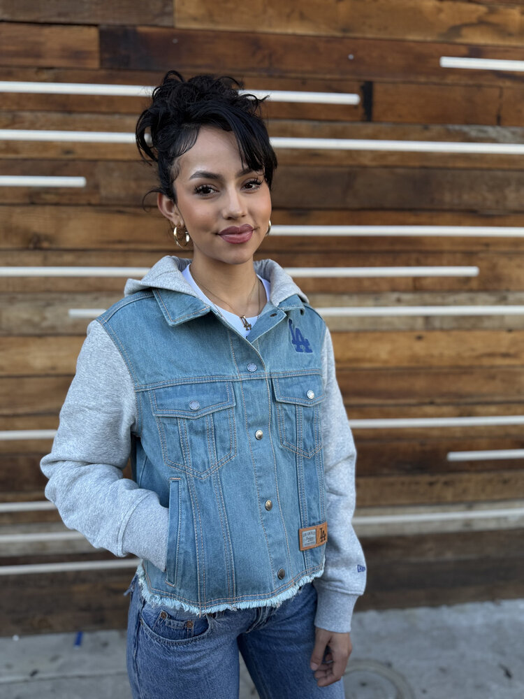New Era LA Dodgers Women's NE Game Day Hooded Denim Snapfront Jacket