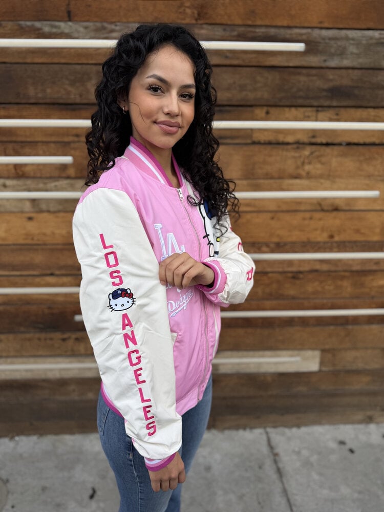 JH Design LA x Hello Kitty Pink Sublimated Varsity Bomber F/Z Jacket