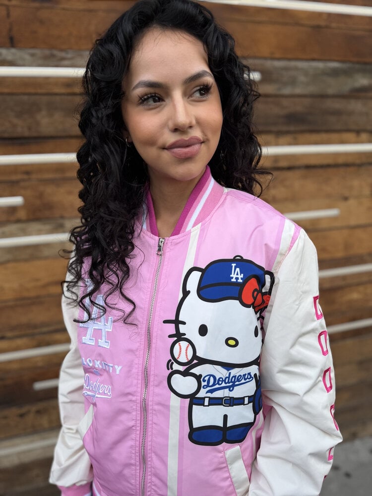 JH Design LA x Hello Kitty Pink Sublimated Varsity Bomber F/Z Jacket