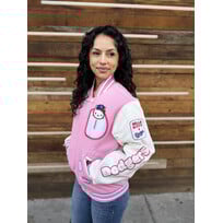 JH Design LA x Hello Kitty Pink Reversible Varsity Button Up Jacket
