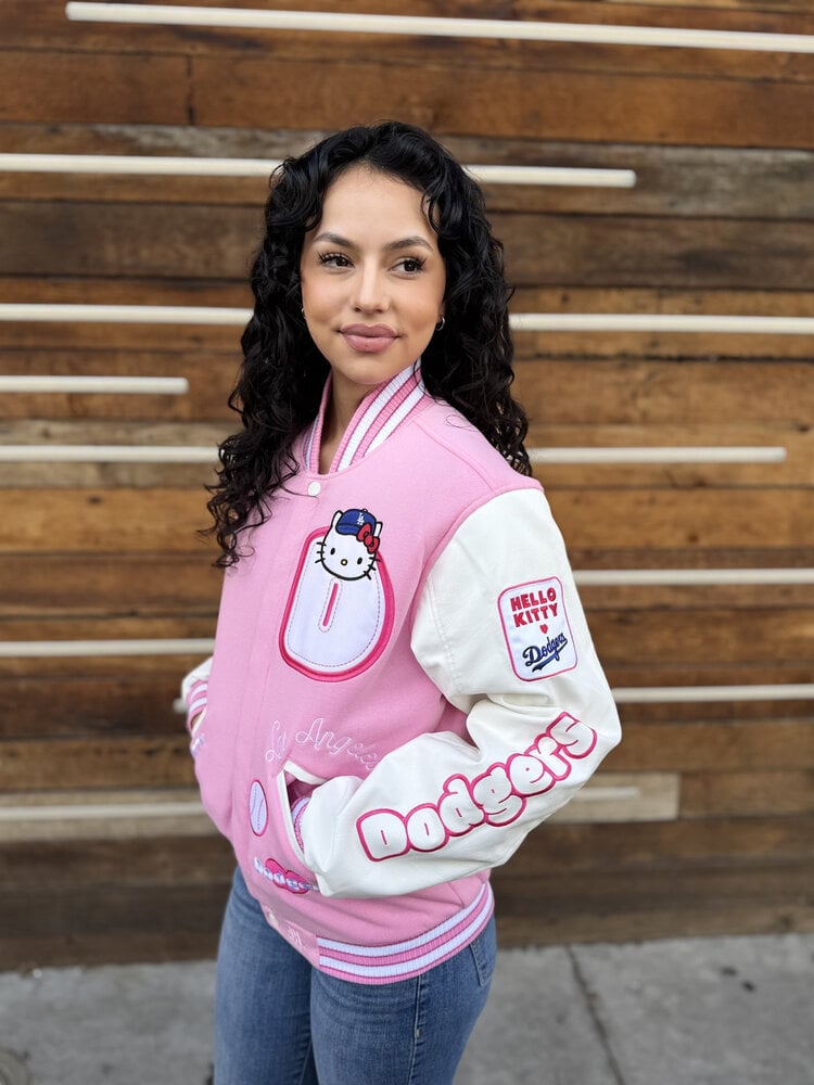 JH Design LA x Hello Kitty Pink Reversible Varsity Button Up Jacket